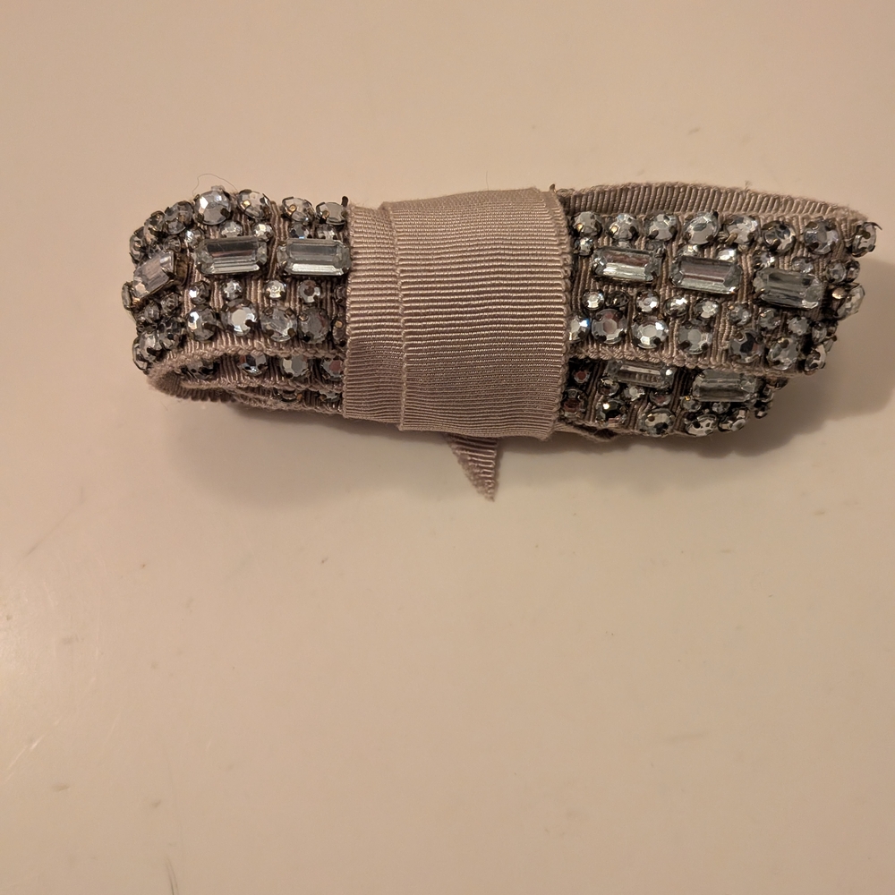 J. CREW Vintage LIGHT TAN Jeweled Grosgrain Sash Belt